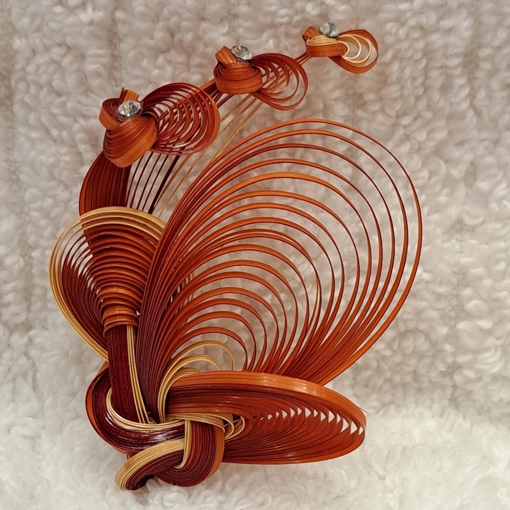 Woven Orange Brooch